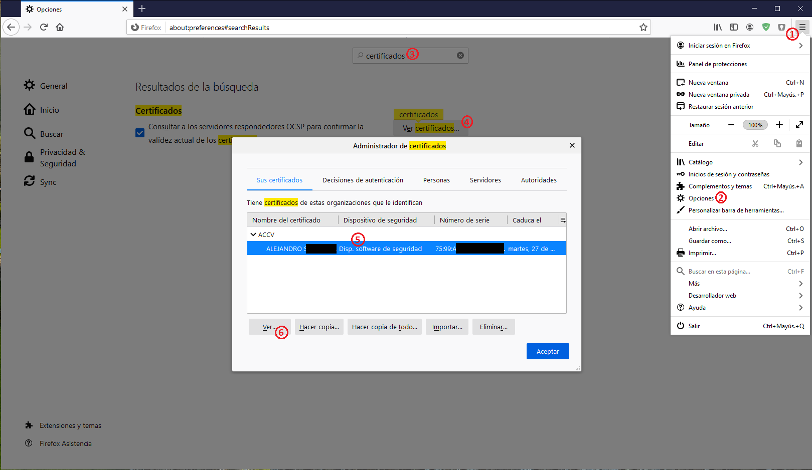 Comprobar certificado Firefox - Parte 1